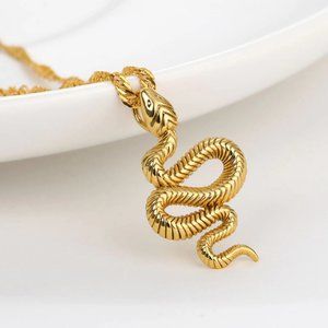 Snake Necklace For Women  Stainless Steel Gold